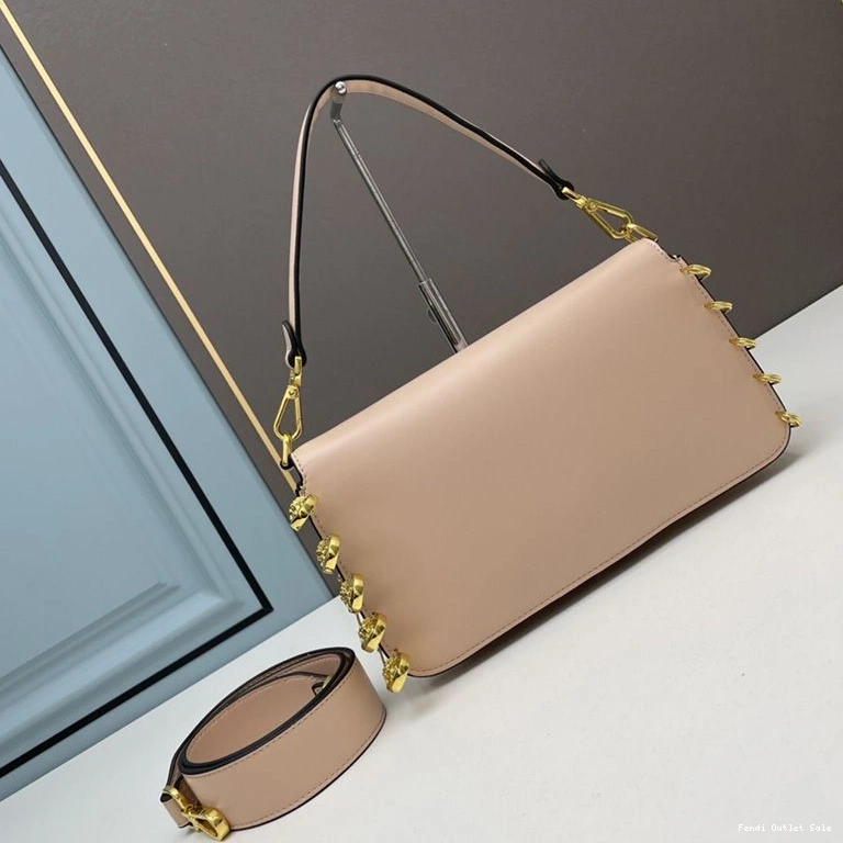 Affordable Brooches Bag Medium Fendi In Pink Fendace Leather Calf with Baguette Pin 0713